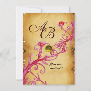 Convite MAGIC BERRIES MONOGRAMA PAPEL Amarelo
