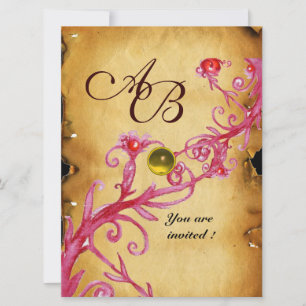 Convite MAGIC BERRIES MONOGRAMAS PAPEL Amarelo