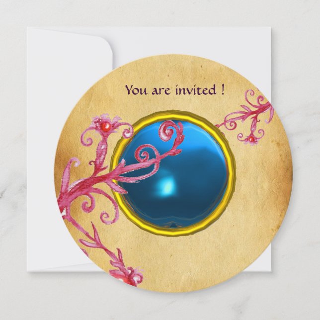 Convite MAGIC BERRIES PARCHEMENT GEM blue sapphire (Frente)