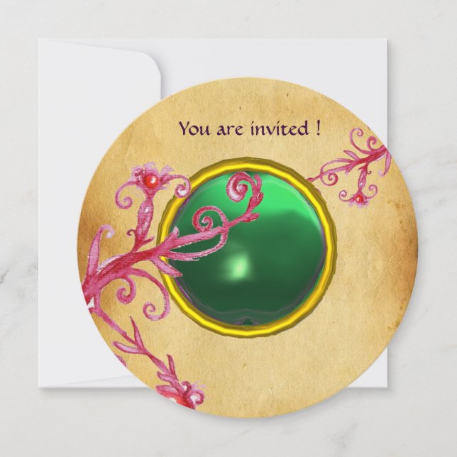 Convite MAGIC BERRIES PARCHEMENT GEM green emerald (Frente)