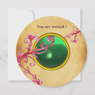 Convite MAGIC BERRIES PARCHEMENT GEM green emerald