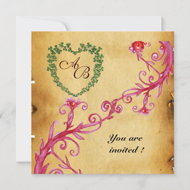 CONVITE MAGIC BERRIES SHAMROCK HEART MONOGRAMA (Frente)