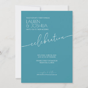 Convite Magic Blue ・ Casamento de Script Minimalista Moder