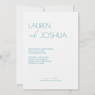 Convite Magic Blue ・ Casamento de Script Minimalista Moder