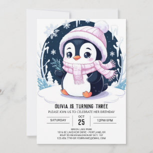Convite Magic Bonito Penguin Digital Birthday