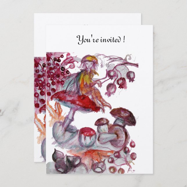 Convite MAGIC FOLHETO DE COGUMELOS prata (Frente/Verso)