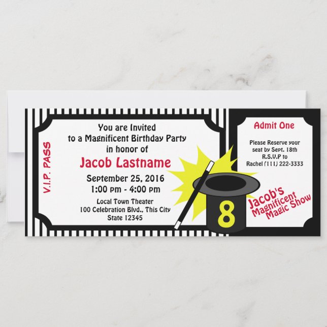 Convite Magic Me Birthday Red (Frente)