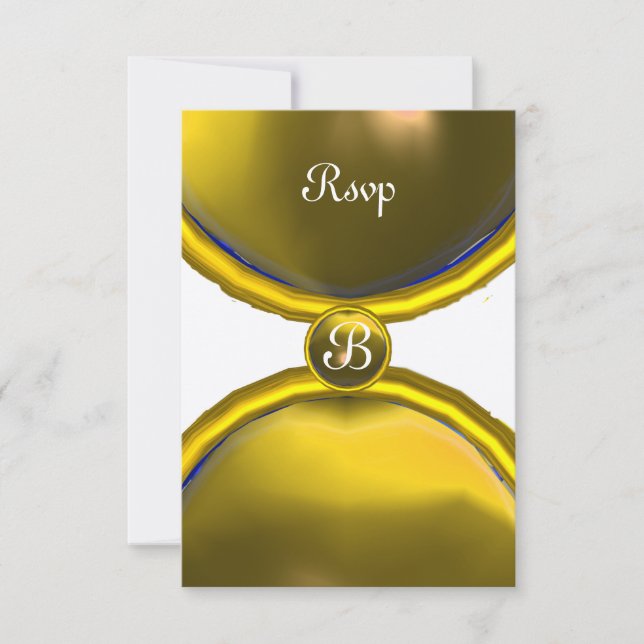 Convite MAGIC RINGS, MONOGRAM rsvp gem amarelo champanhe (Frente)