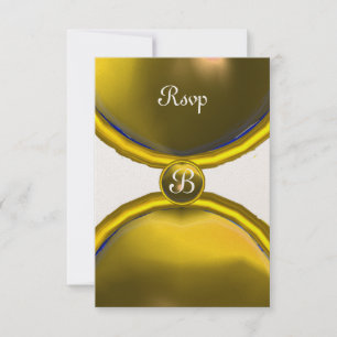 Convite MAGIC RINGS, MONOGRAM rsvp gem amarelo champanhe