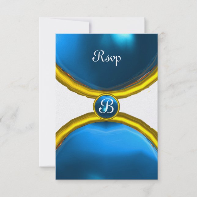 Convite MAGIC RINGS, MONOGRAM rsvp gem azul gelo (Frente)