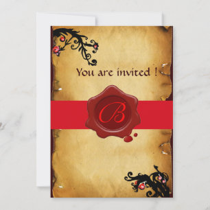 CONVITE MAGIC SWIRLS PARCHES E RED WAX SEAL MONOGRAMA