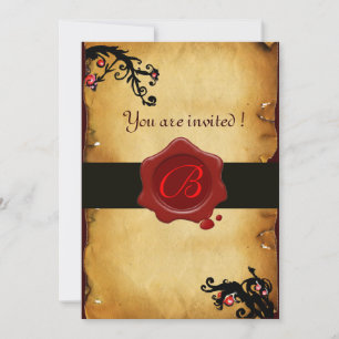 CONVITE MAGIC SWIRLS PARCHES E RED WAX SEAL MONOGRAMA