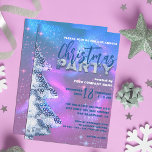 Convite Magic Winter Wonderland - Festa Corporativa de Nat<br><div class="desc">Entra numa terra maravilhosa de inverno com o nosso convite de festas de Natal personalizável. A design apresenta uma espumante árvore de Natal, simbolizando a luz e a esperança da estação, colocada contra um pano de fundo mesmerizante de matizes cor-de-rosa, roxa e azul. Lembre-se, este convite é personalizável para se...</div>