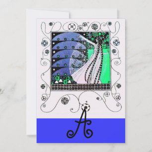 Convite MÁGICA DO preto azul-branco-PRIMAVERA