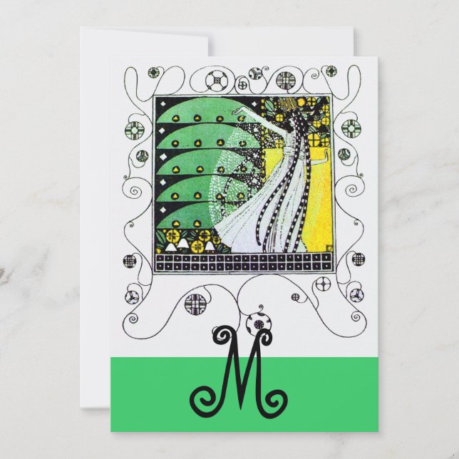 Convite MÁGICA DO PRIMAVERA, verde-amarelo claro (Frente)