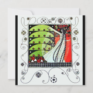 Convite MÁGICA DO PRIMAVERA, verde-branco vermelho-claro