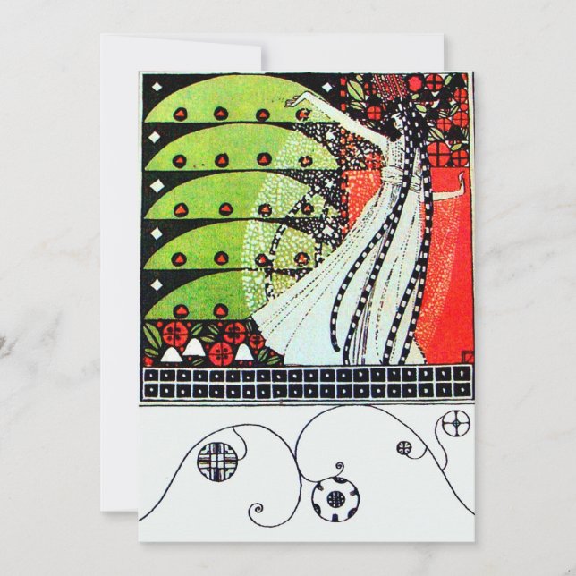 Convite MÁGICA DO PRIMAVERA, verde-branco vermelho-claro (Frente)