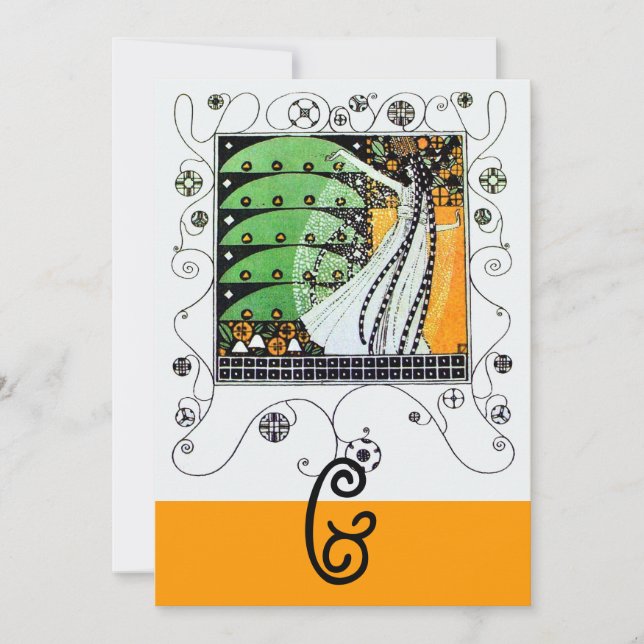 Convite MÁGICA DO PRIMAVERA, verde-claro amarelo (Frente)