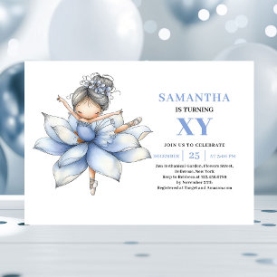 Convite Mágica Menina Fada Azul 2º Aniversário Encantador