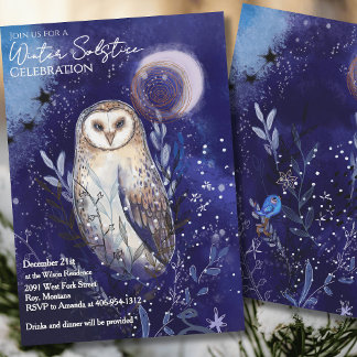 Convite Magical Barn Owl Winter Solstice Celebration