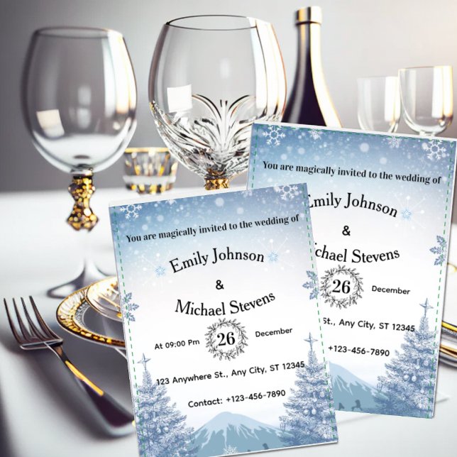 Convite Magical Blue Winter Mountain Christmas Wedding (Magical Blue Winter Mountain Christmas Wedding)