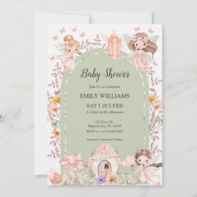 Convite Magical Boho Arch Fairy Baby Shower Invitations (Frente)