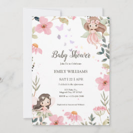 Convite Magical Boho Fairy Baby Shower Invitatio