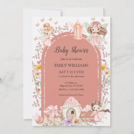 Convite Magical Boho Fairy Garden Baby Shower Invitatio