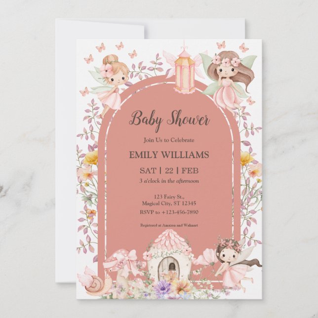 Convite Magical Boho Fairy Garden Baby Shower Invitatio (Frente)