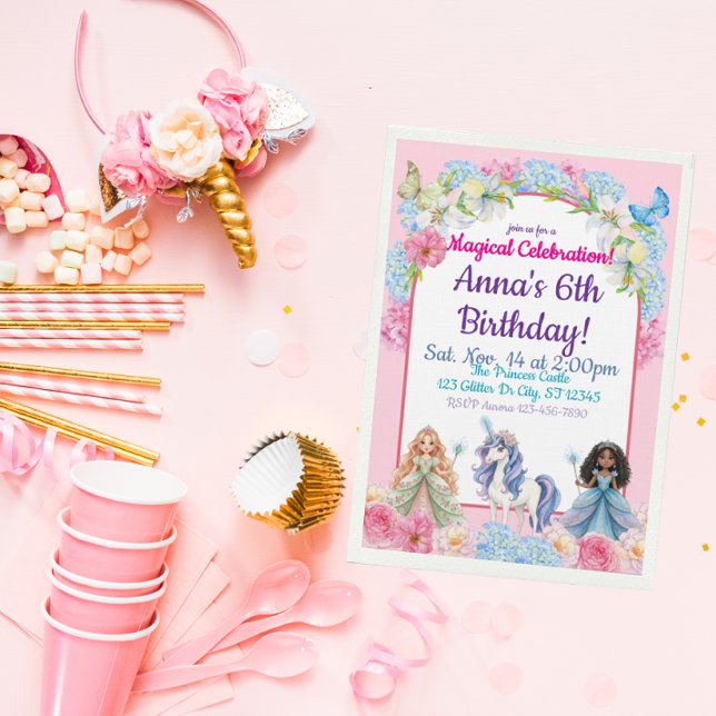 Convite Magical Celebration Princess Unicorn Birthday (Criador carregado)