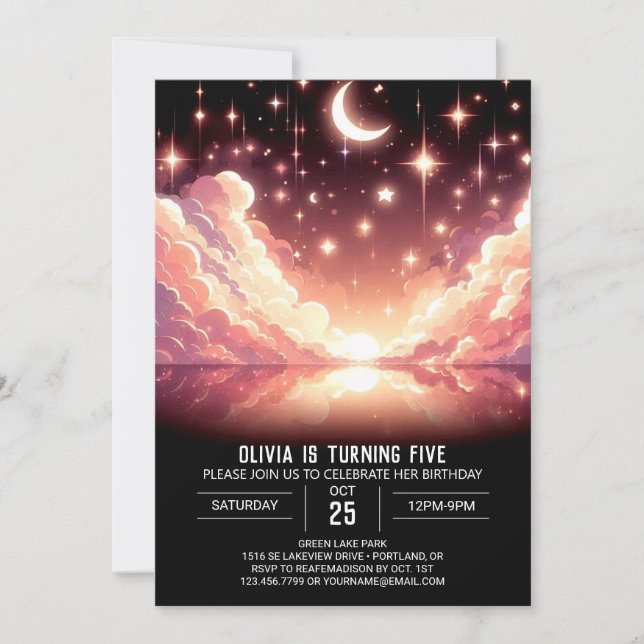 Convite Magical Celestial Digital Birthday (Frente)