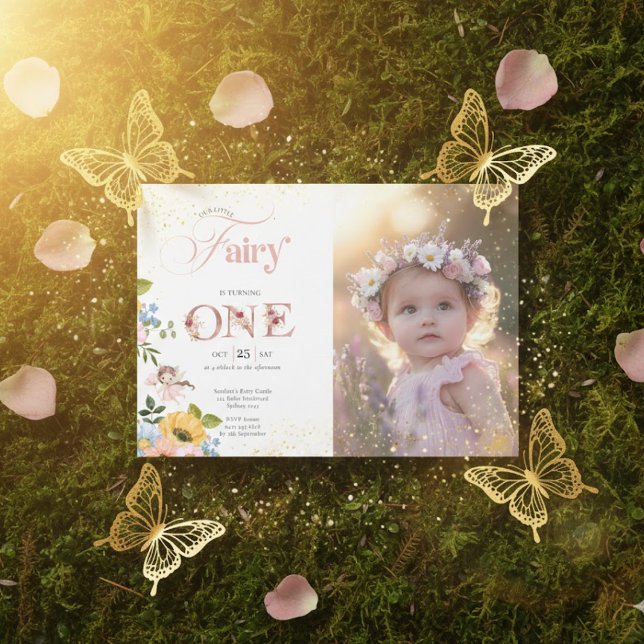 Convite Magical Fairy Floral Garden Pixie Girls photo (Criador carregado)