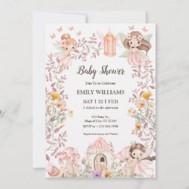 Convite Magical Fairy Garden Baby Shower Invitatio