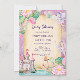 Convite Magical Fairy Garden Princess Castle Baby Shower