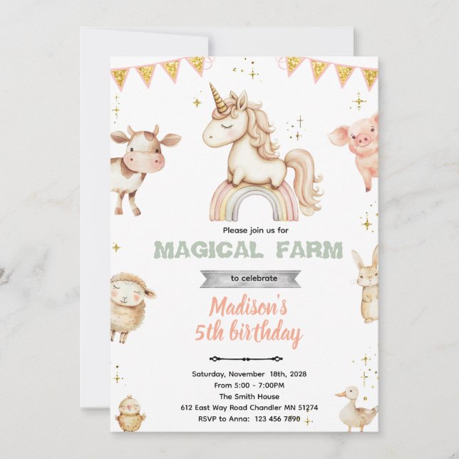 Convite Magical Farm party Invitation (Frente)