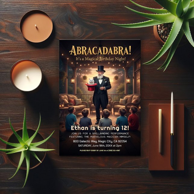 Convite Magical Magician Birthday Party  (Criador carregado)