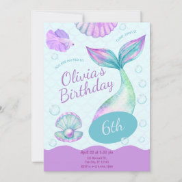 Convite Magical Mermaid Under The Sea Birthday Party