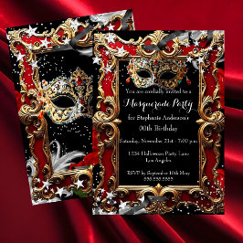 Convite Magical Night Masquerade Party Red Halloween