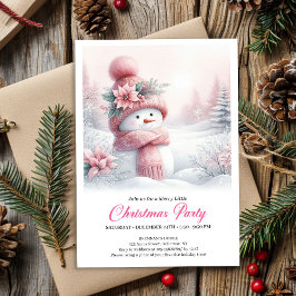 Convite Magical Pink Snowman Editable Kids Christmas Party