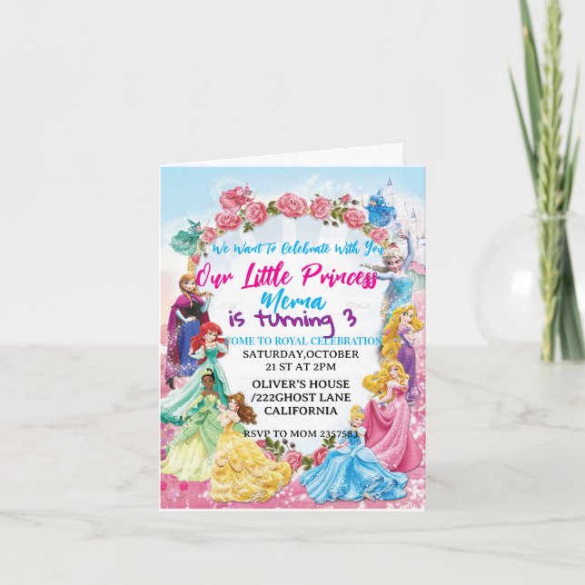 Convite Magical Princess Theme Birthday Invite  (Frente)