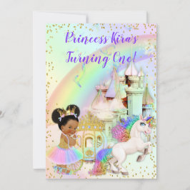 Convite Magical Rainbow Princess Castle Carruagem Unicorn