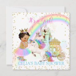 Convite Magical Rainbow Princess Castle Carruagem Unicorn