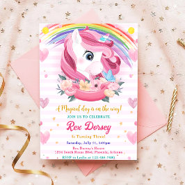 Convite Magical Rainbow Unicorn Birthday