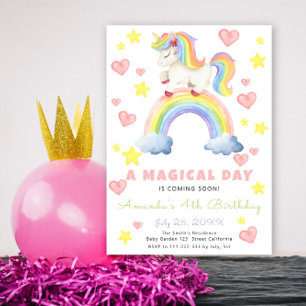 Convite Magical Rainbow Unicorn Birthday
