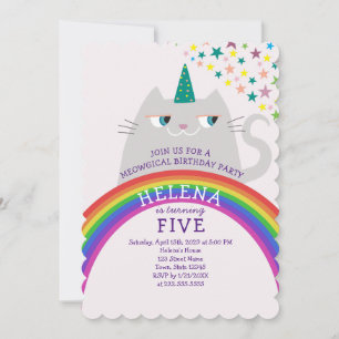 Convite Magical Rainbow Unicorn Birthday