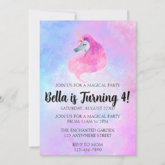 Convite Magical Unicorn Birthday Invitation