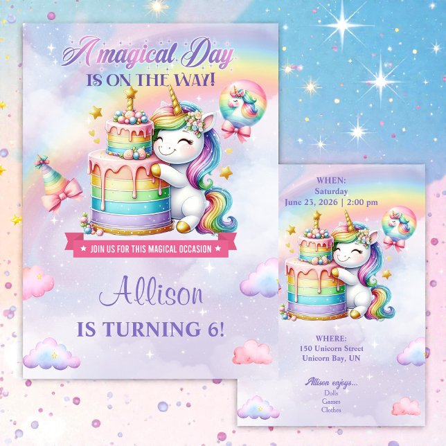 Convite Magical Unicorn Birthday Party Invitation (Criador carregado)