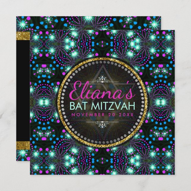 Convite Magical Winter Sparkle Bat Mitzvah (Frente/Verso)