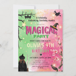 Convite Magical Witchy Girl Birthday
