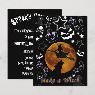 Convite Mágico bruxa Mikitiez Halloween fullmoon